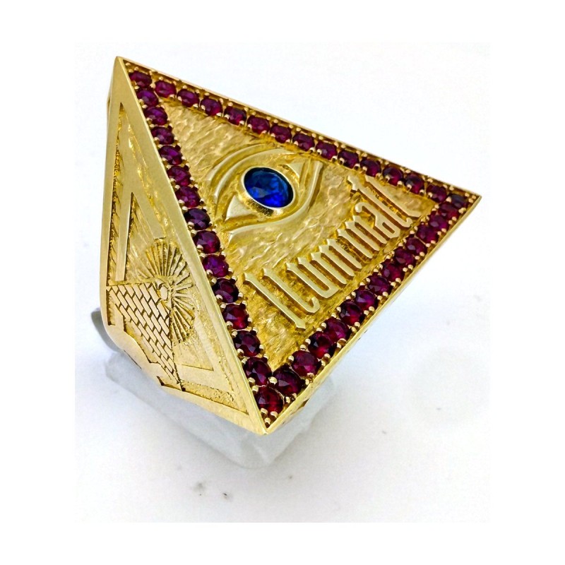 Anillo iluminati de oro 18k talla 24